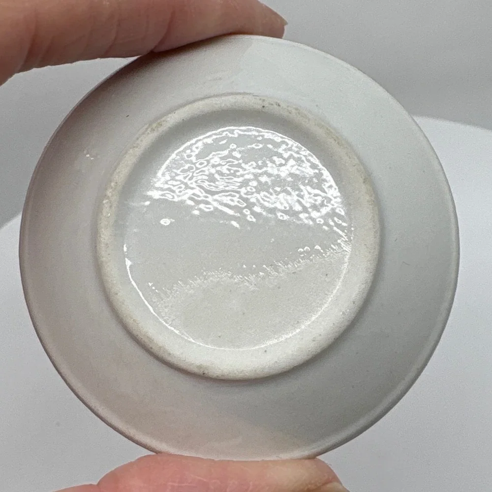 Vintage Miniature Teddy Bear Ceramic Trinket Dish White Round 2